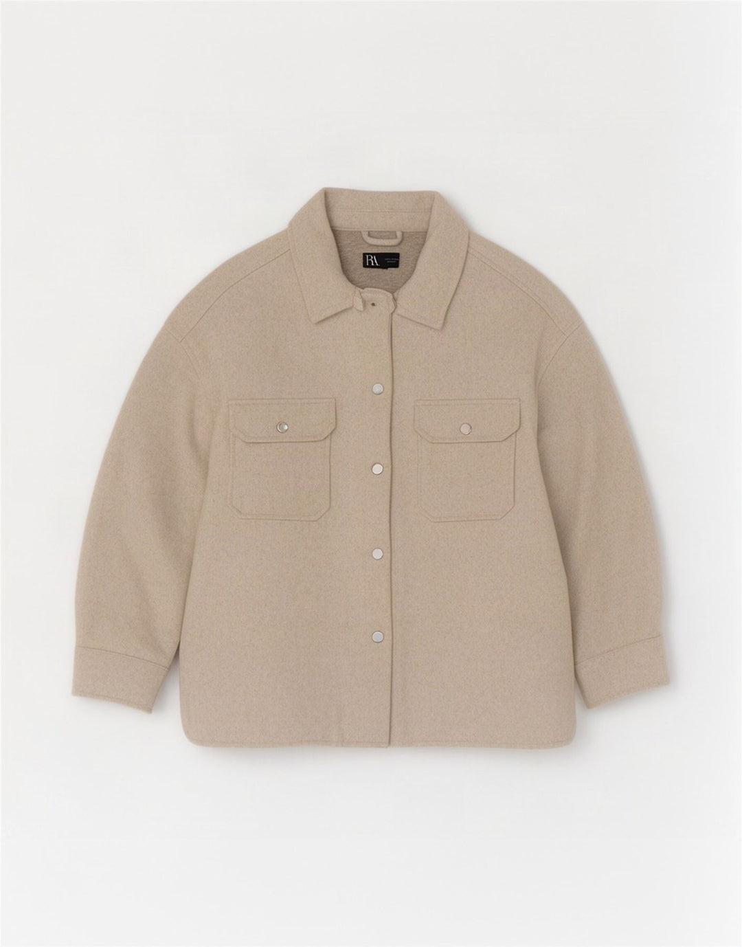 Camicia overshirt in flanella da donna Zara UK 8 XS Poliestere beige