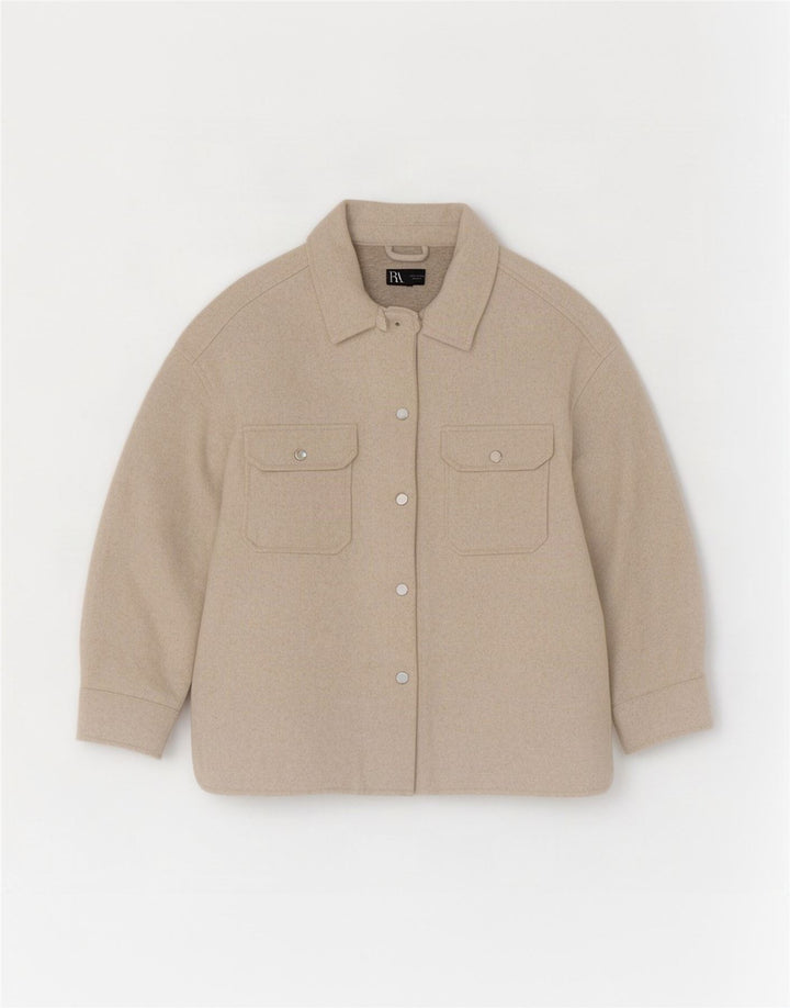 Camicia overshirt in flanella da donna Zara UK 8 XS Poliestere beige