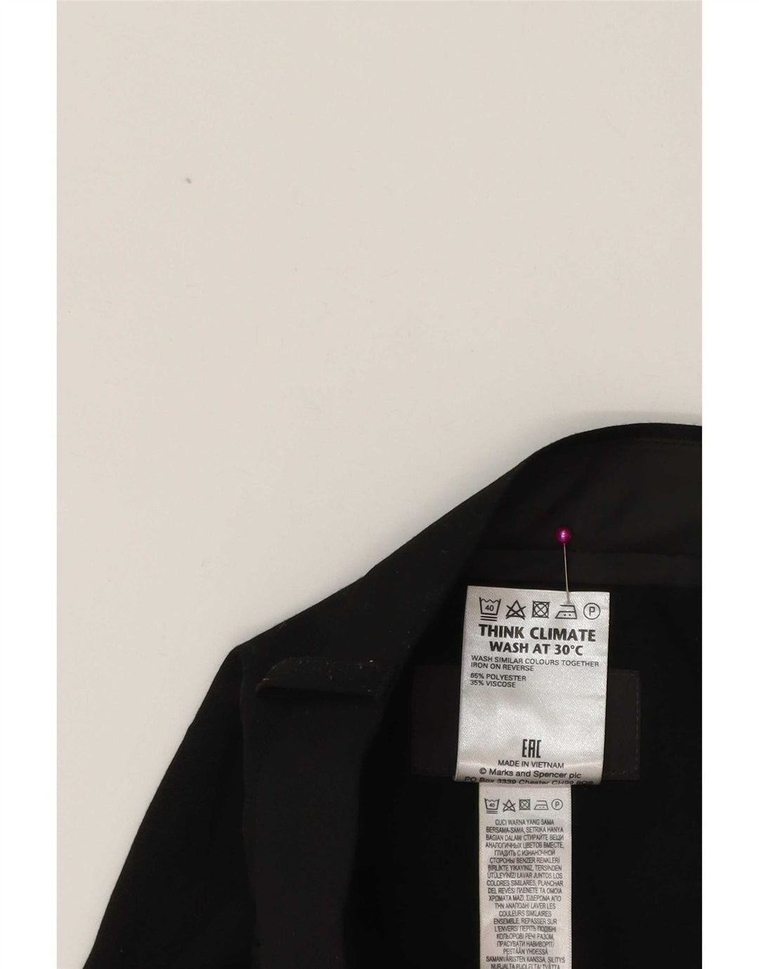 Pantaloni da abito affusolati da uomo Marks & Spencer W38 L31 poliestere nero classico
