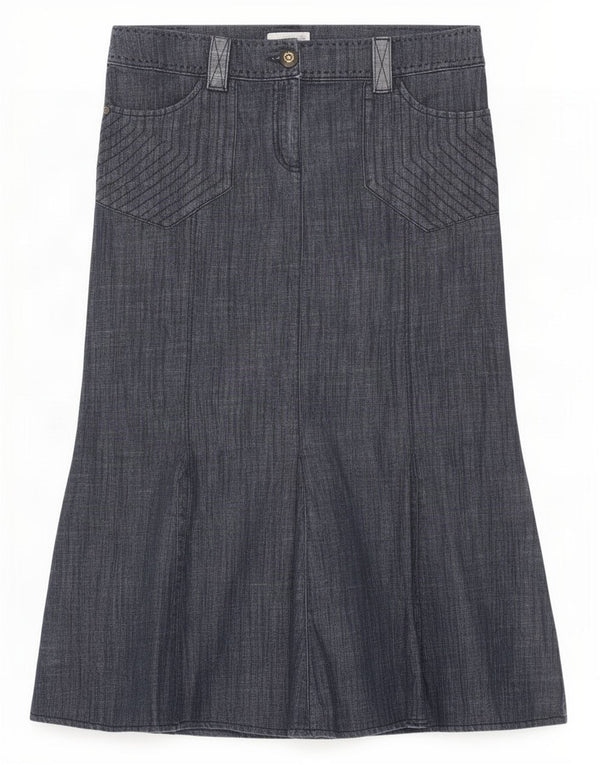 Marks & Spencer Womens Per Una Denim Skirt UK 14 Large W32 Navy Blue Cotton