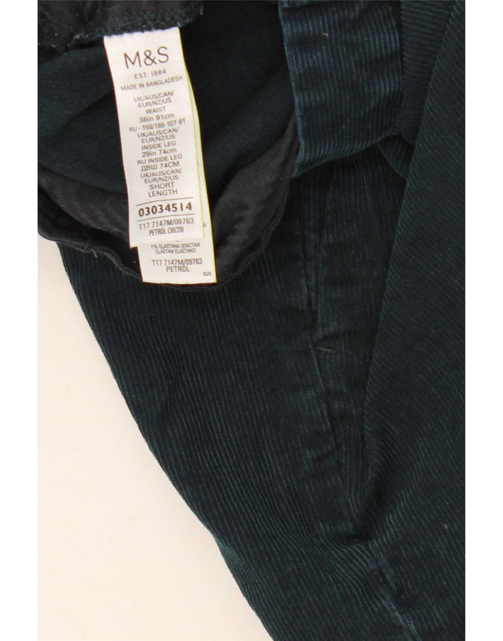 Pantaloni di velluto a coste regolari dritti da uomo Marks & Spencer W36 L29 verdi