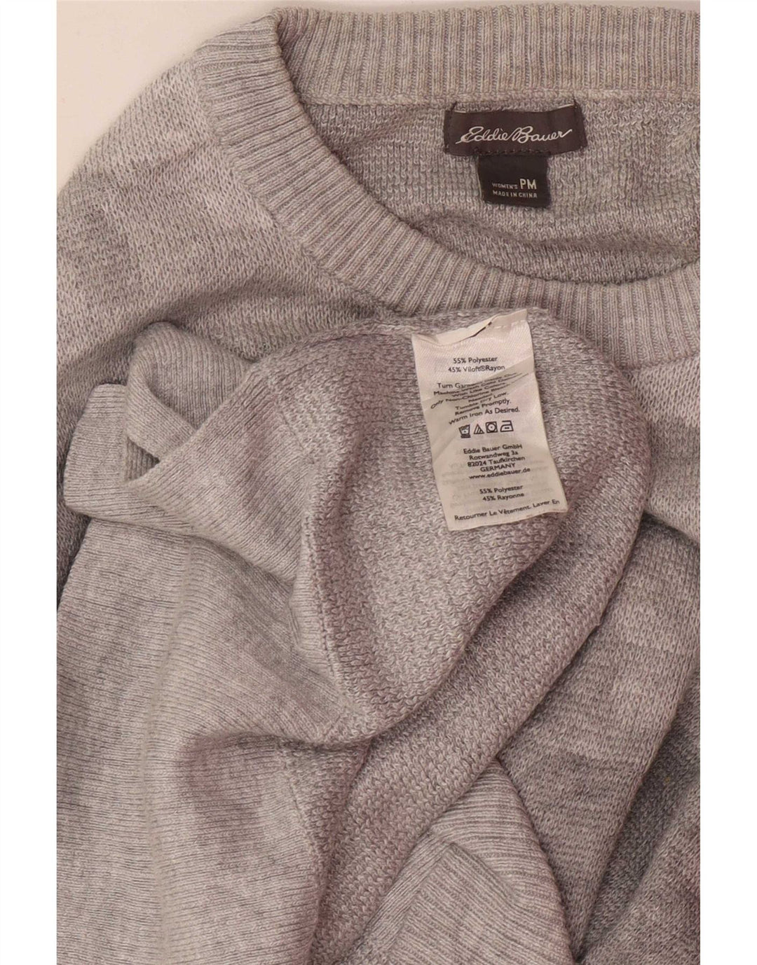 Maglione maglione girocollo Petite da donna Eddie Bauer UK 14 Grigio medio