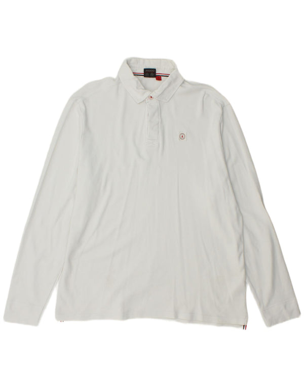 MUSTO Mens Long Sleeve Polo Shirt XL White Cotton