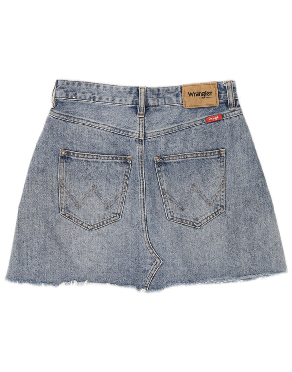Gonna in denim invecchiato da donna Wrangler UK 8 piccola W27 blu