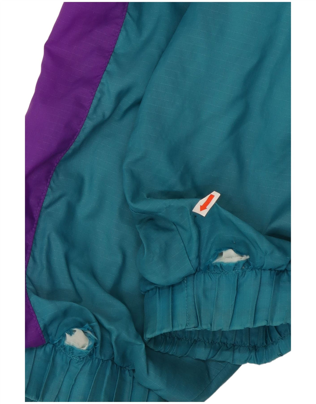 Giacca da ginnastica vintage da uomo, grande, in nylon color block turchese, anni '90