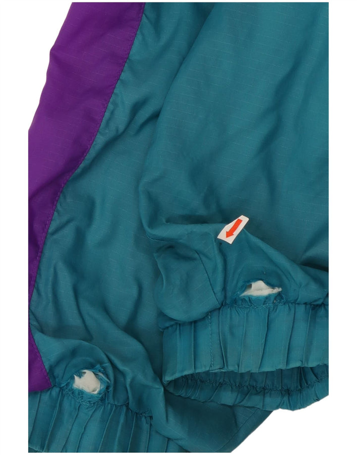 Giacca da ginnastica vintage da uomo, grande, in nylon color block turchese, anni '90