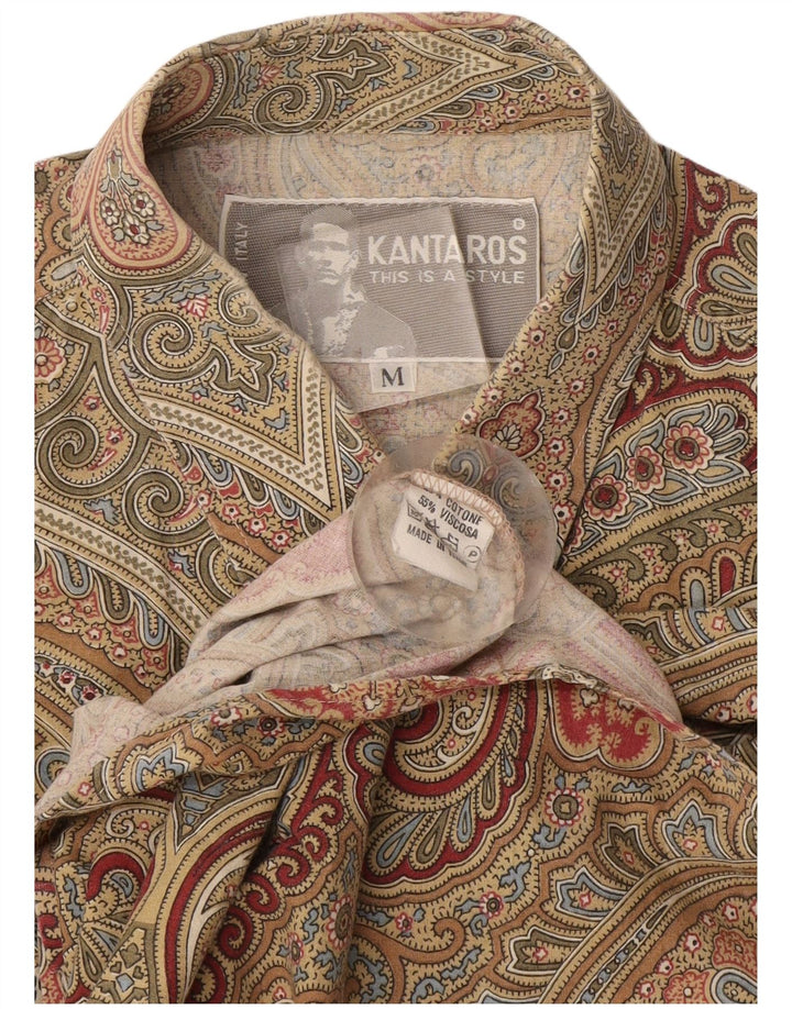 Camicia da uomo Kantaros in cotone Paisley medio kaki