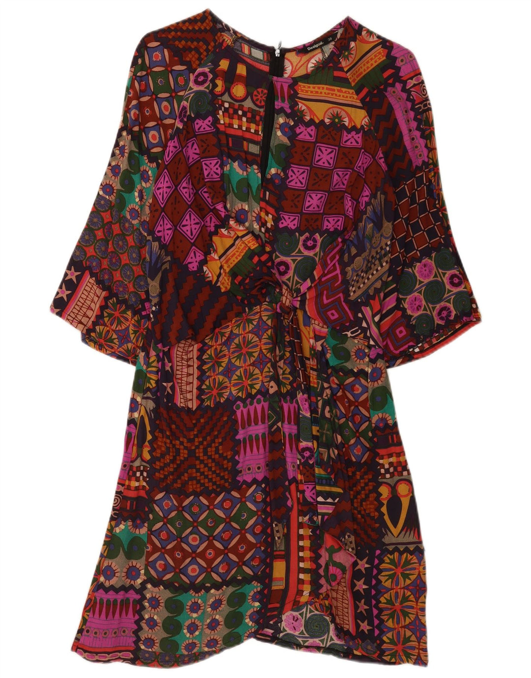 Desigual Abito basic da donna con maniche a 3/4 EU 38 Medio multicolore bohémien