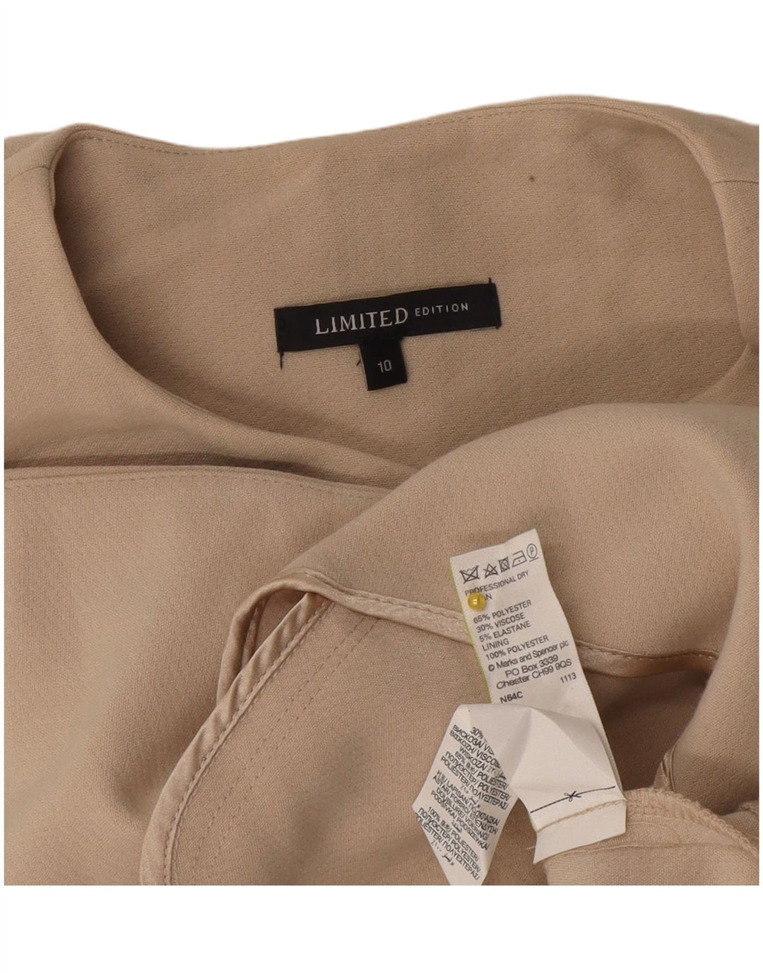 Giacca blazer senza maniche lunga da donna Marks & Spencer UK 10 piccola Beige