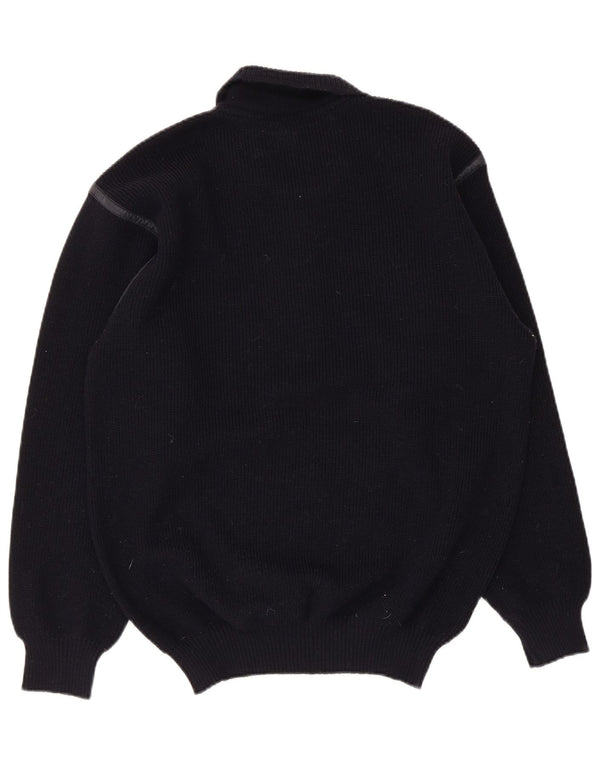 Maglione da uomo Navigare con collo alto, grande, in lana blu navy