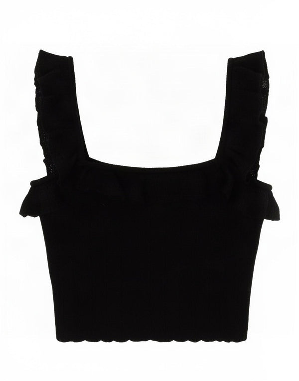 Top corto da donna Zara UK 8 piccolo in viscosa nera