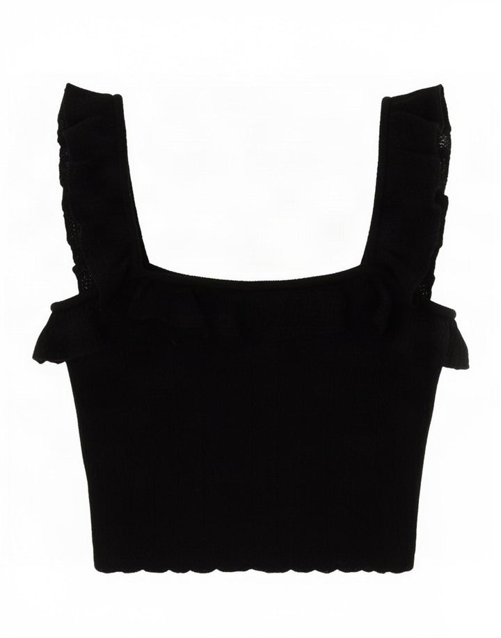 Top corto da donna Zara UK 8 piccolo in viscosa nera