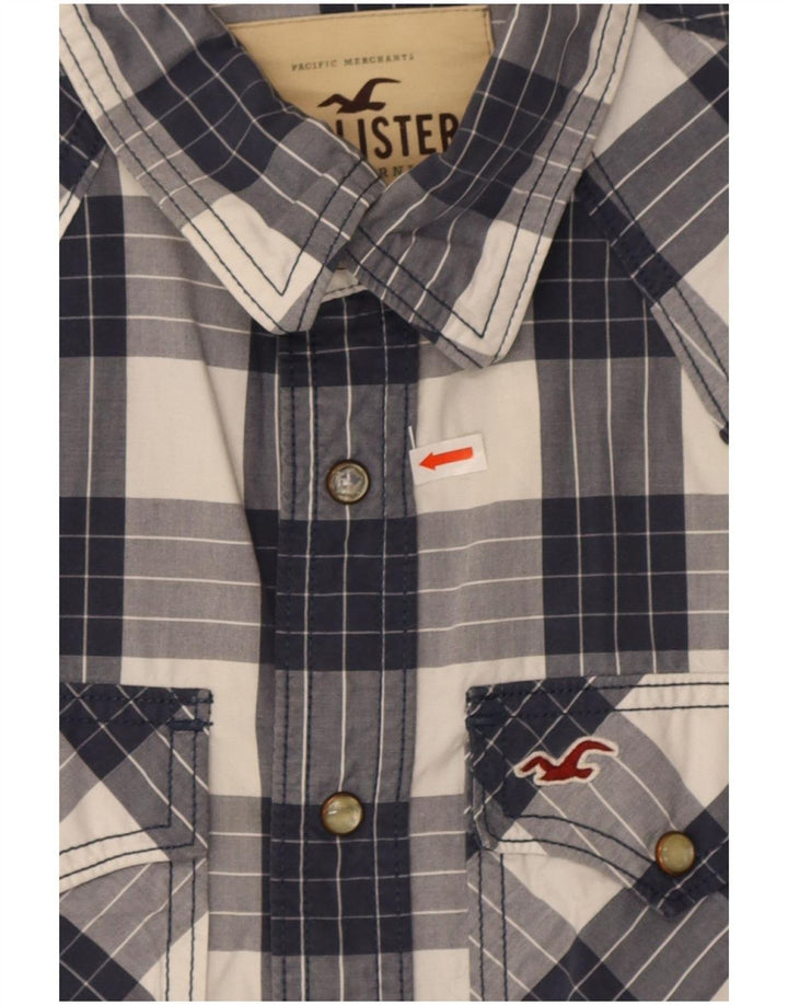 Camicia Hollister da uomo piccola in cotone a quadri blu navy