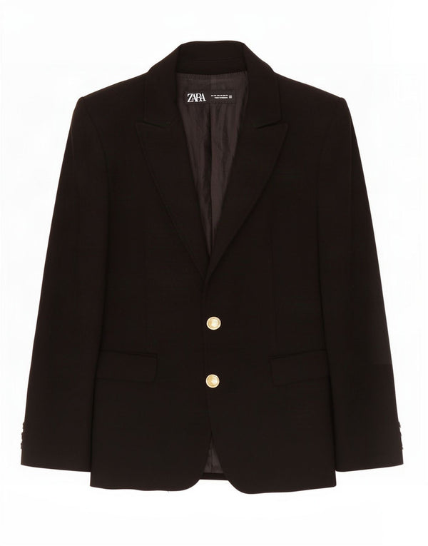 Zara Womens 2 Button Blazer Jacket UK 6 XS Black Polyester