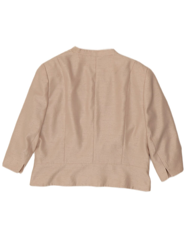 JAQUES VERT Giacca blazer aperta da donna con maniche a 3/4 UK 22 3XL Poliestere rosa