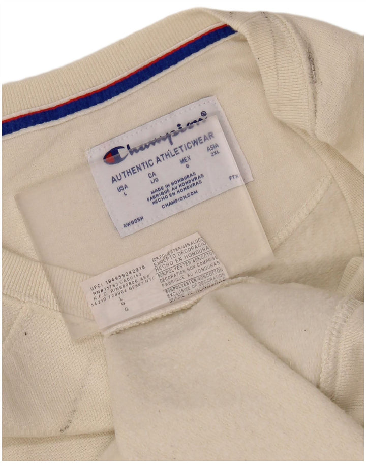 CHAMPION Felpa da uomo Maglione grande in poliestere bianco sporco
