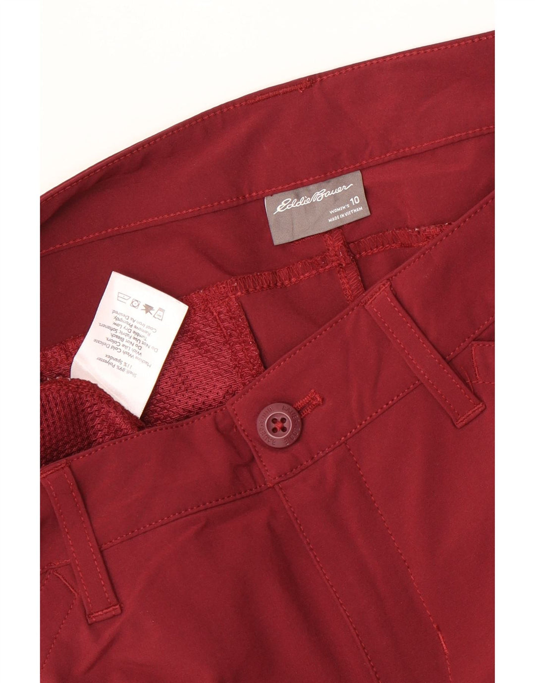 Pantaloni Capri da escursionismo da donna Eddie Bauer US 10 Large W32 L21 Maroon