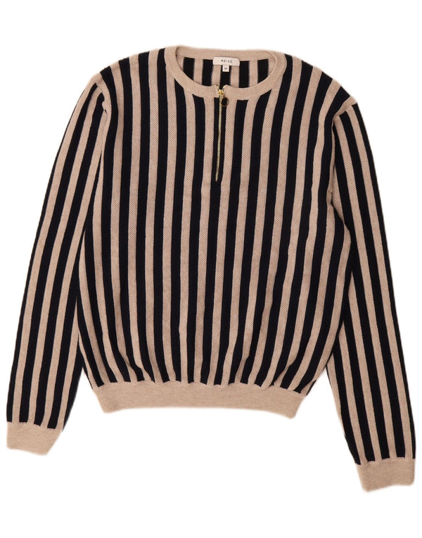 Maglione da donna Reiss con collo con zip UK 14 Poliestere a righe nere medie