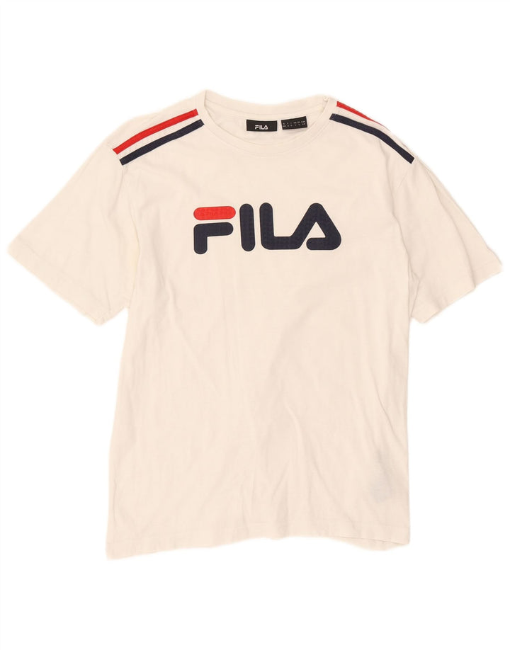 T-shirt grafica da uomo Fila Top Small in cotone bianco