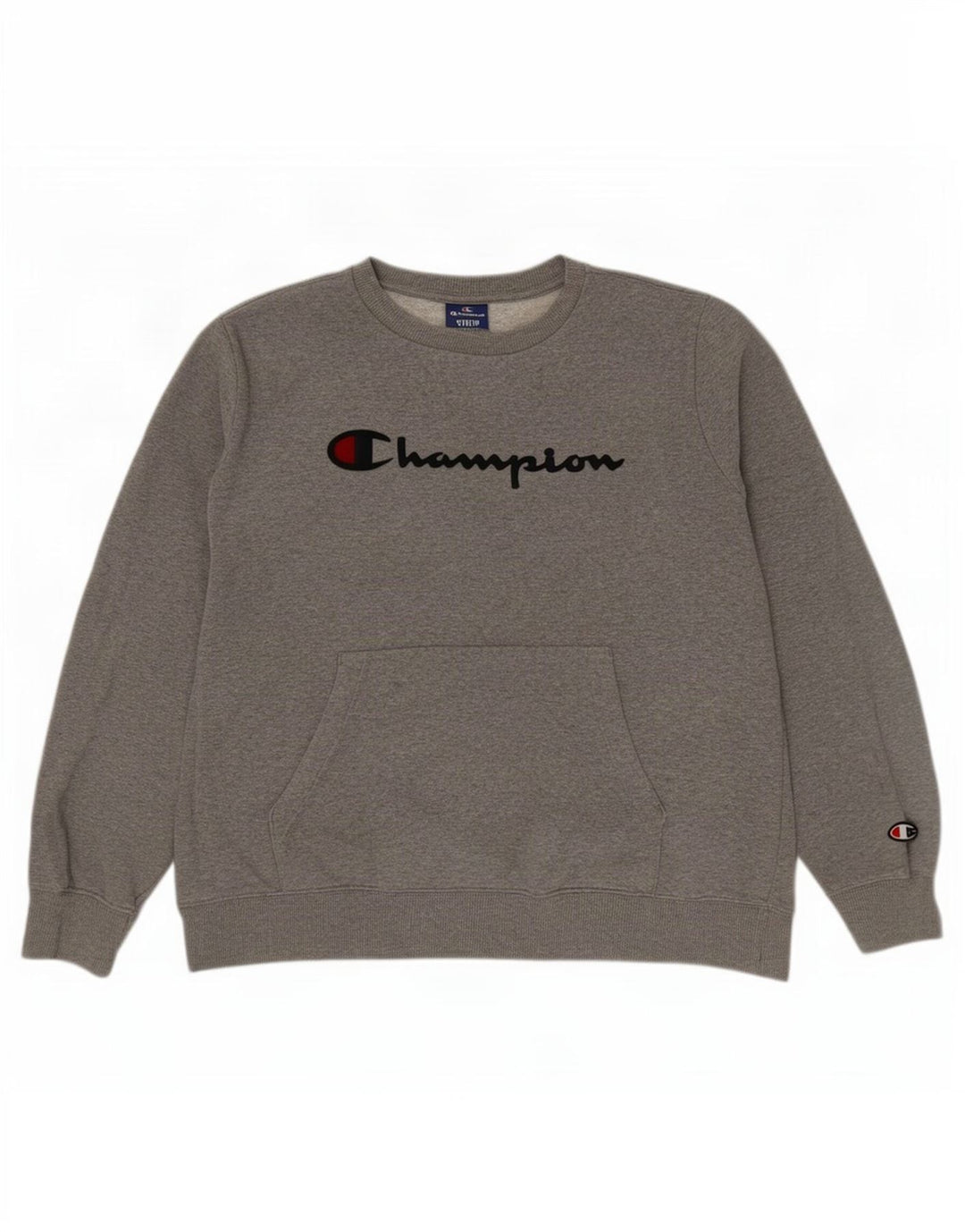 Felpa grafica da uomo Champion, maglione grigio medio chiazzato