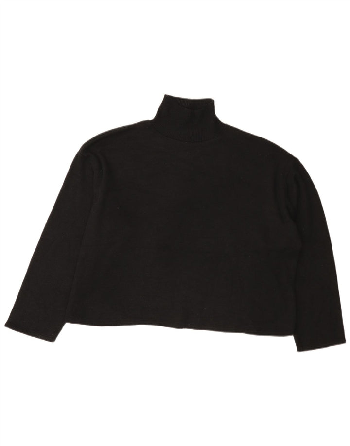 Maglione corto corto da donna Zara con collo dolcevita UK 14 grande nero