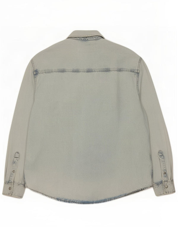 Calvin Klein Jeans Camicia da uomo vestibilità regolare in denim di grandi dimensioni in cotone blu