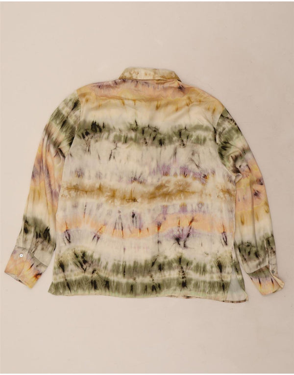 Camicia Zara da donna camicetta UK 16 grande poliestere tie-dye multicolore