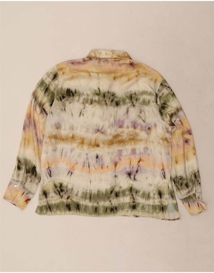 Camicia Zara da donna camicetta UK 16 grande poliestere tie-dye multicolore