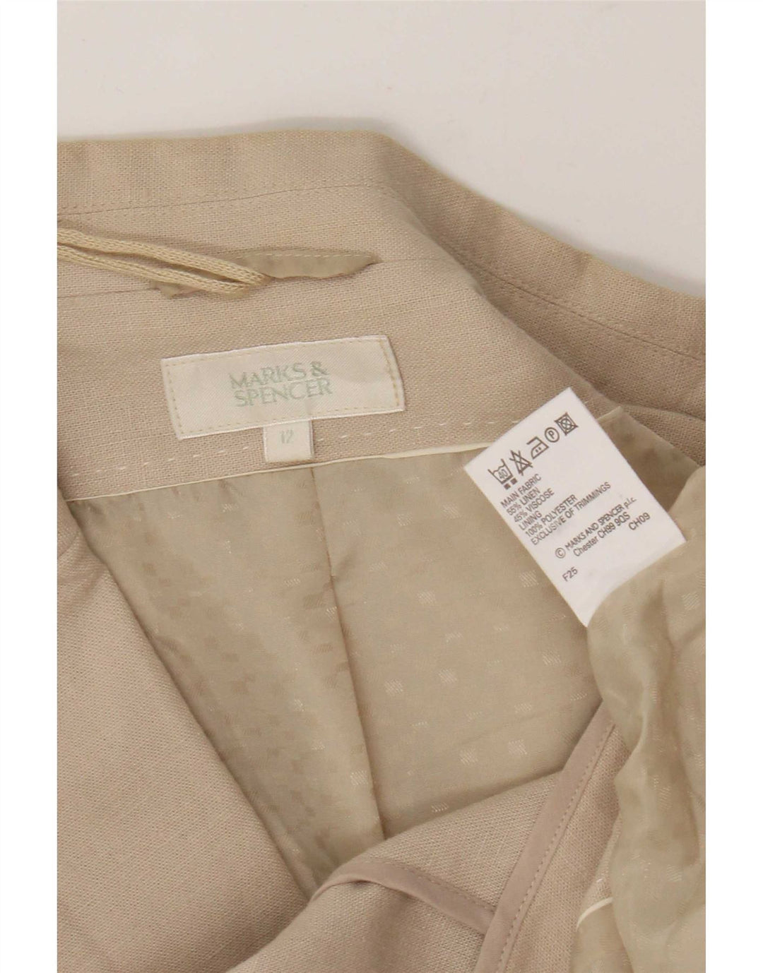 Giacca blazer a 2 bottoni da donna Marks & Spencer UK 12 Lino beige medio