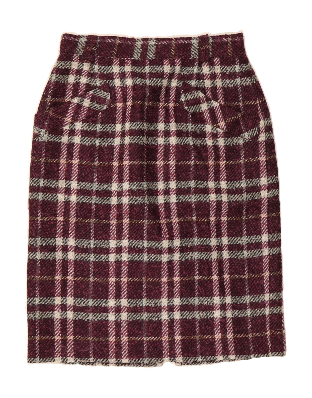 ALPACA CAMARGO Womens Pencil Skirt IT 44 Medium W26  Maroon Plaid Vintage Alpaca Camargo and Second-Hand Alpaca Camargo from Messina Hembry 