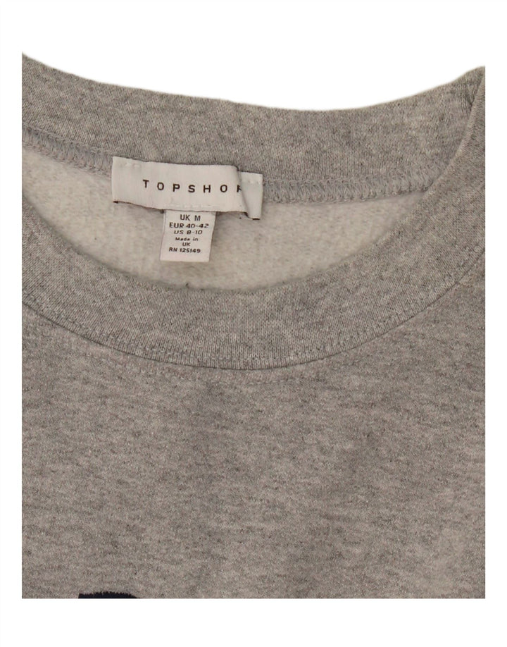 TOPSHOP Mens Paris Graphic Sweatshirt Jumper Medium Grey Flecked