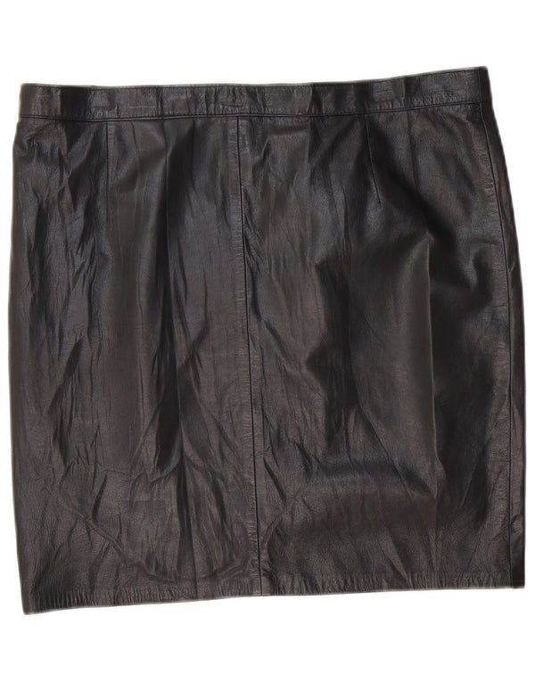 Minigonna in pelle da donna Lavorazione Artigiana W36 XL Nera