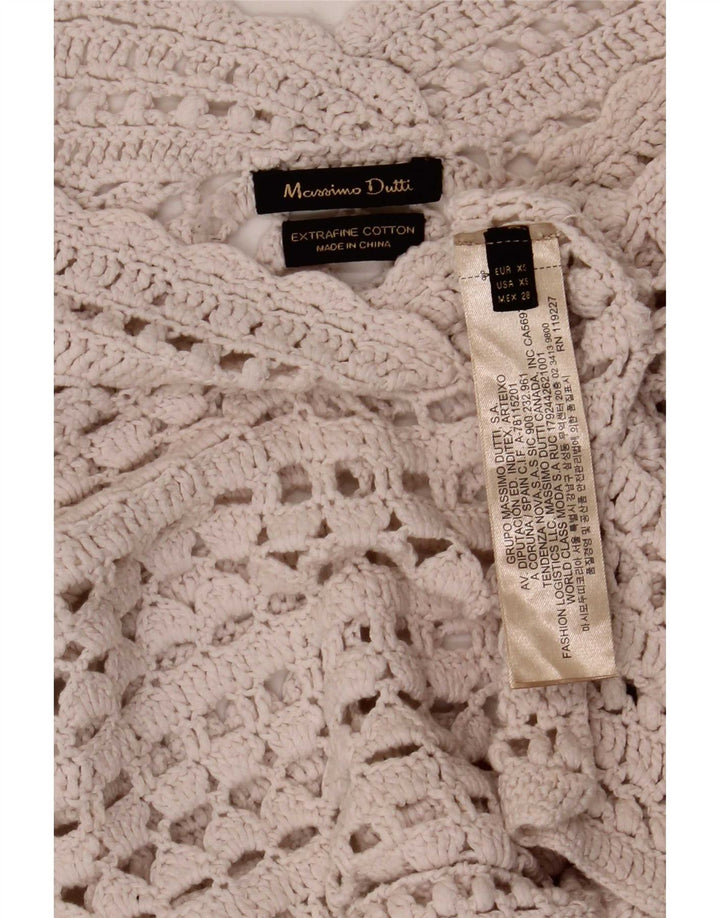 Massimo Dutti Camicetta oversize da donna all'uncinetto Top UK 6 XS Cotone beige