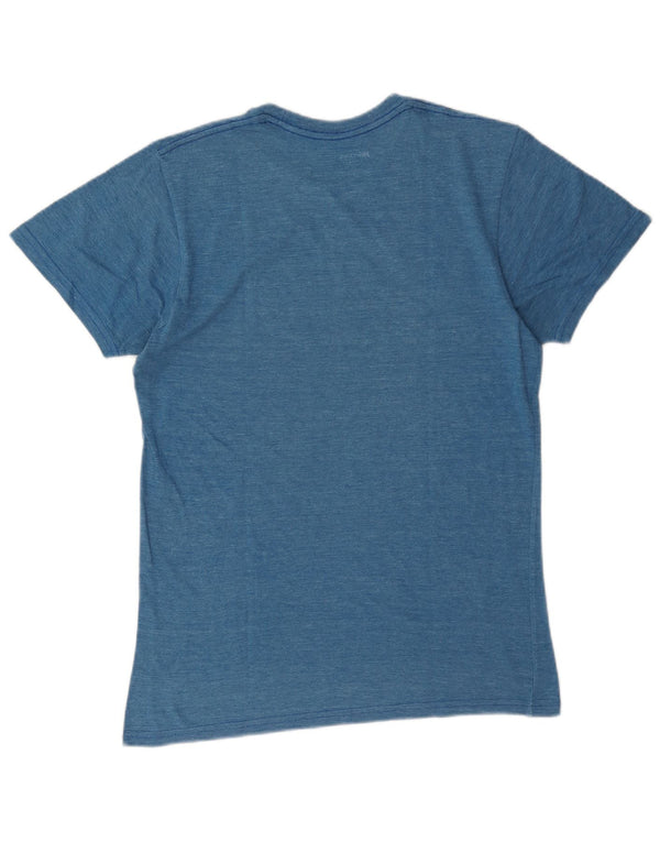 T-shirt grafica da donna Hard Rock Cafe Lisbona Top UK 10 piccola blu chiazzata