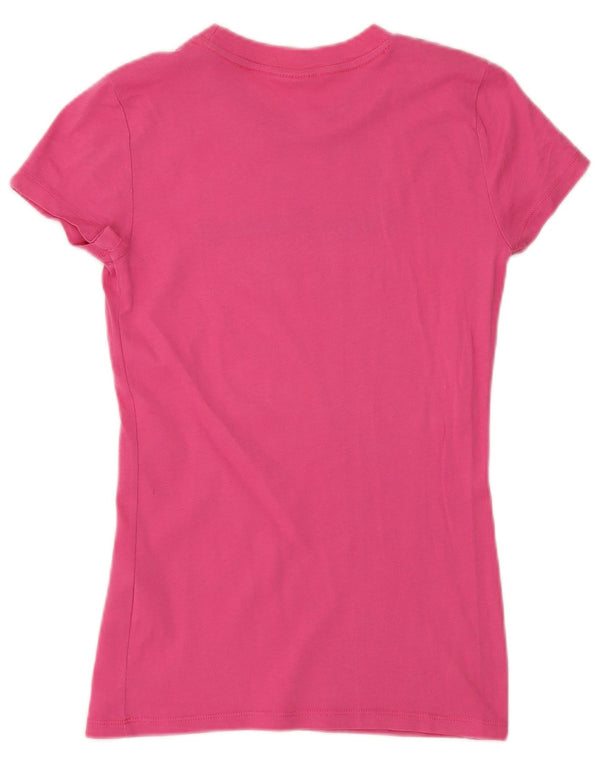 T-shirt grafica Hollister da donna Top UK 8 Small in cotone rosa
