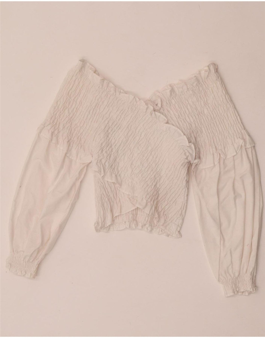 Top Zara da donna a maniche lunghe con spalle scoperte UK 12 bianco medio