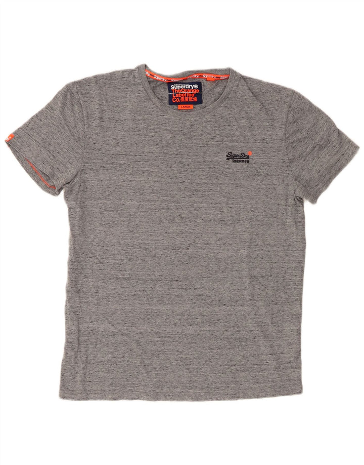 T-shirt da uomo Superdry Top grande in cotone chiazzato grigio