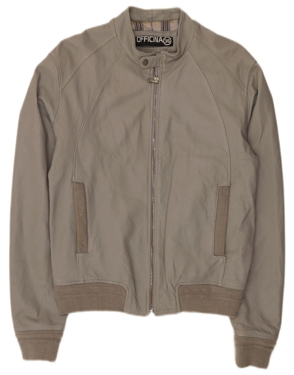 Giacca in pelle bomber da uomo Officina 36 UK 42 XL Grigio