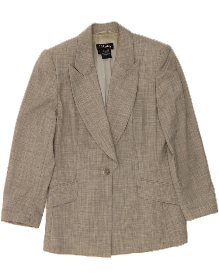 ESCADA Womens 1 Button Blazer Jacket EU 38 Medium Grey Wool Vintage Escada and Second-Hand Escada from Messina Hembry 