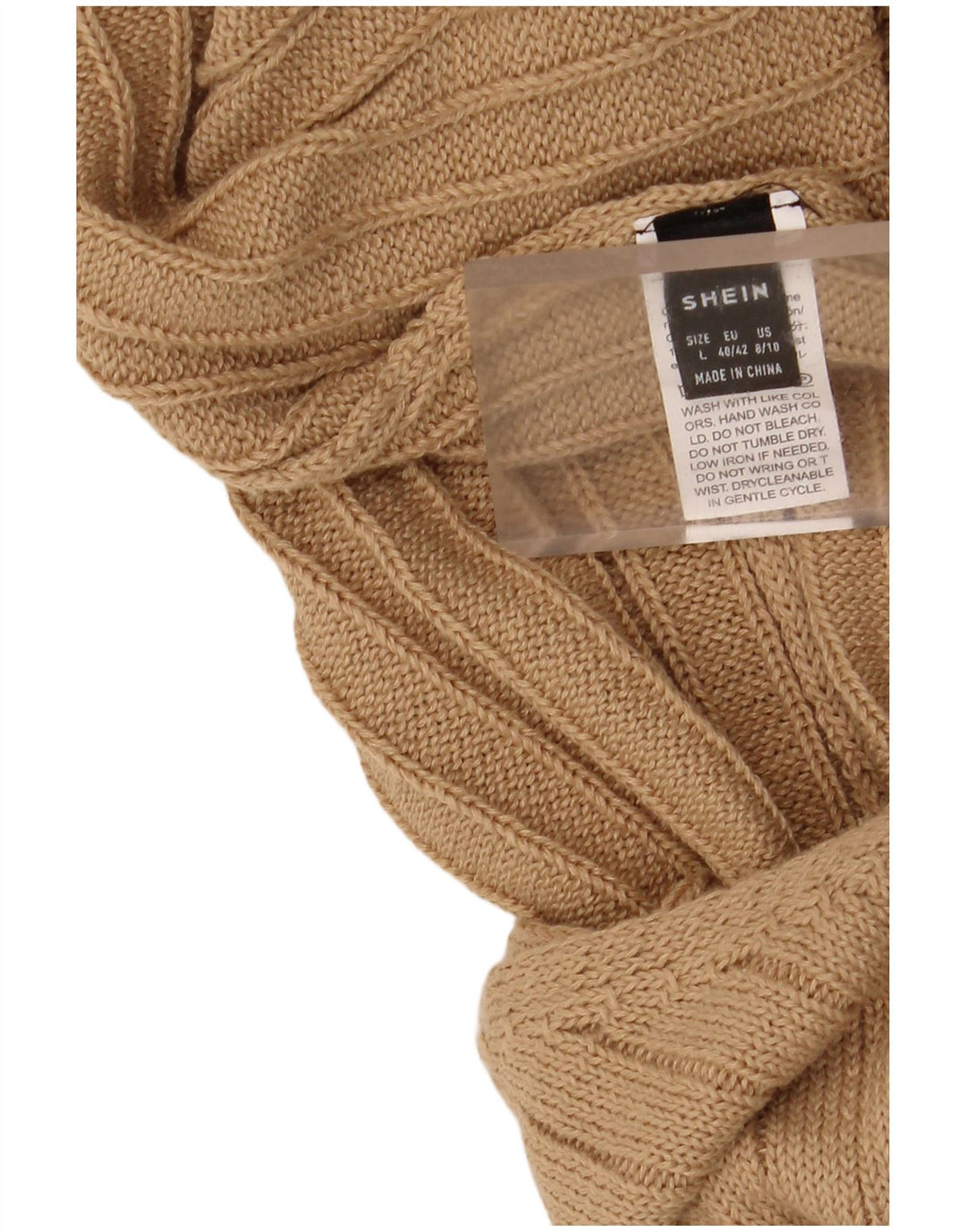 Abito da donna in maglia Shein con scollo all'americana UK 14 Grande poliestere beige