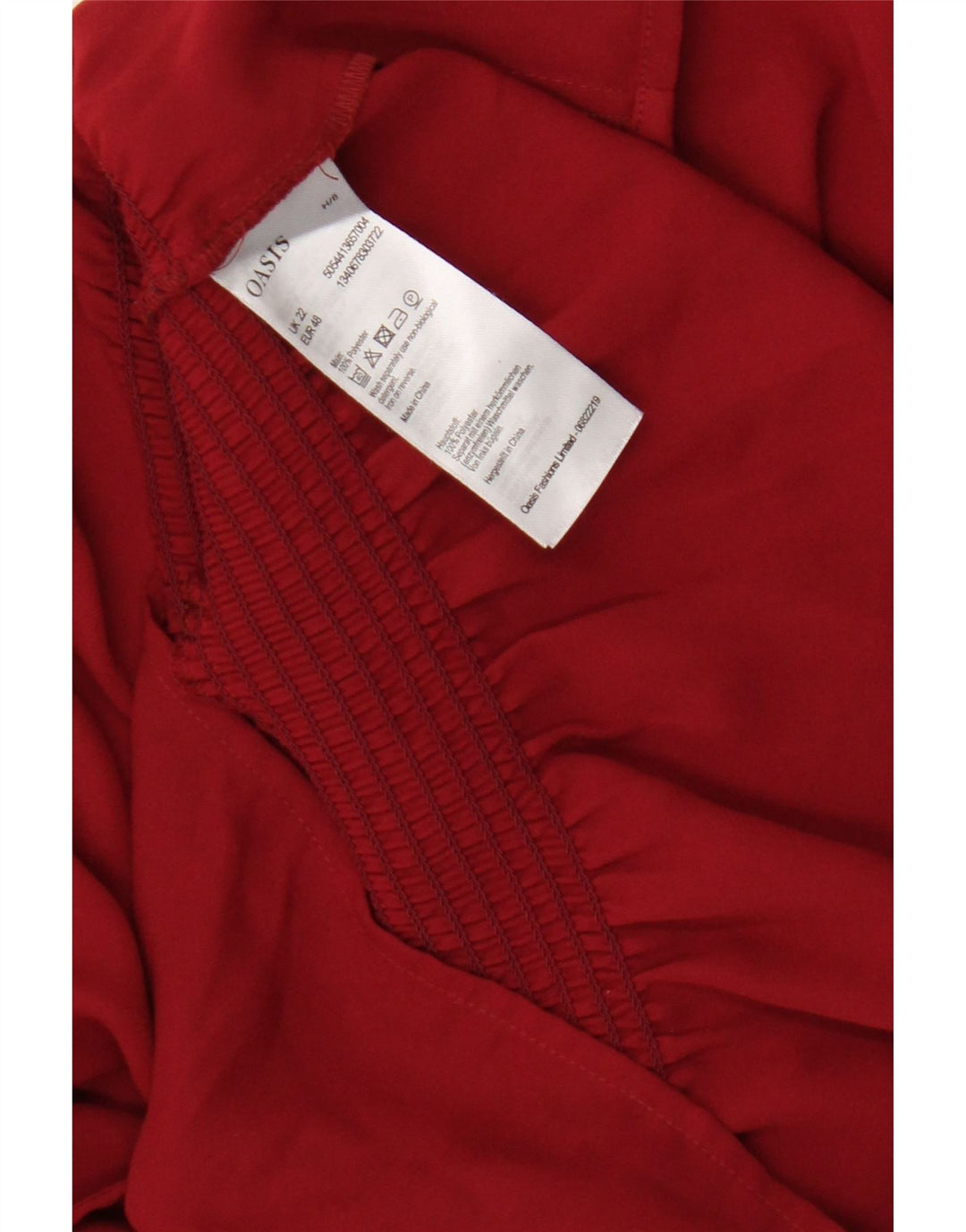 Top camicetta a maniche lunghe da donna Oasis UK 22 3XL poliestere bordeaux