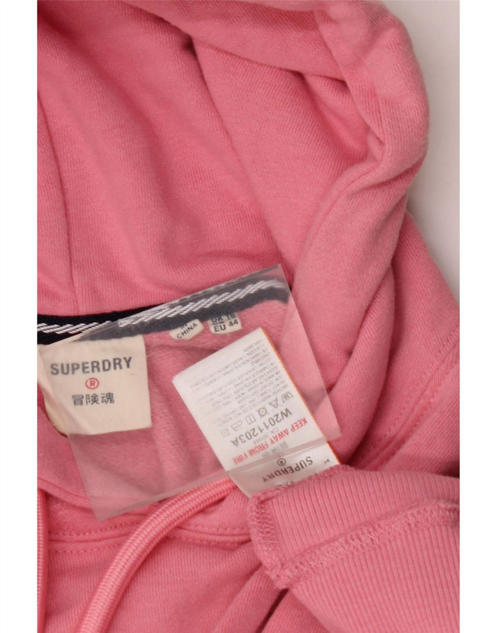 Felpa con cappuccio oversize con grafica corta da donna SUPERDRY UK 16 grande rosa
