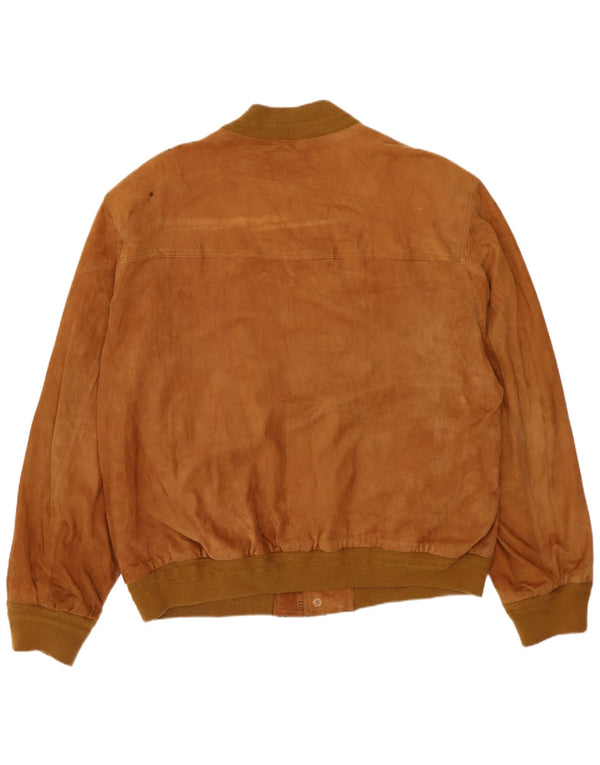 Giubbotto bomber vintage in pelle scamosciata da uomo IT 54 2XL Pelle beige