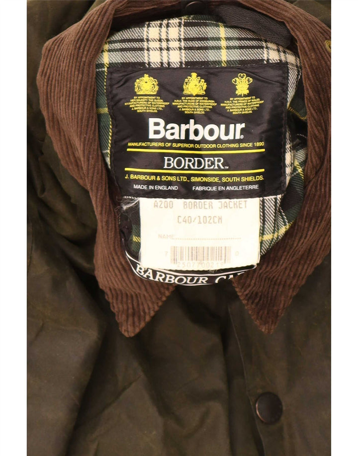 Barbour Giacca da uomo in cotone cerato con bordo UK 40 Medium Khaki Colourblock