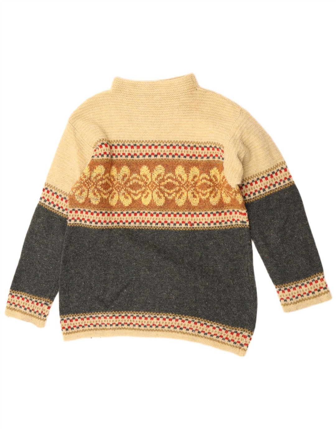 Maglione da donna a collo alto Benetton da donna UK 16 Large Grey Colourblock