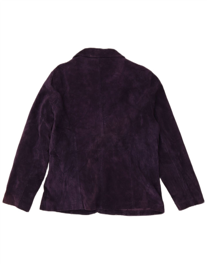Giacca blazer in pelle scamosciata da donna a 3 bottoni TCM UK 20 2XL in pelle viola