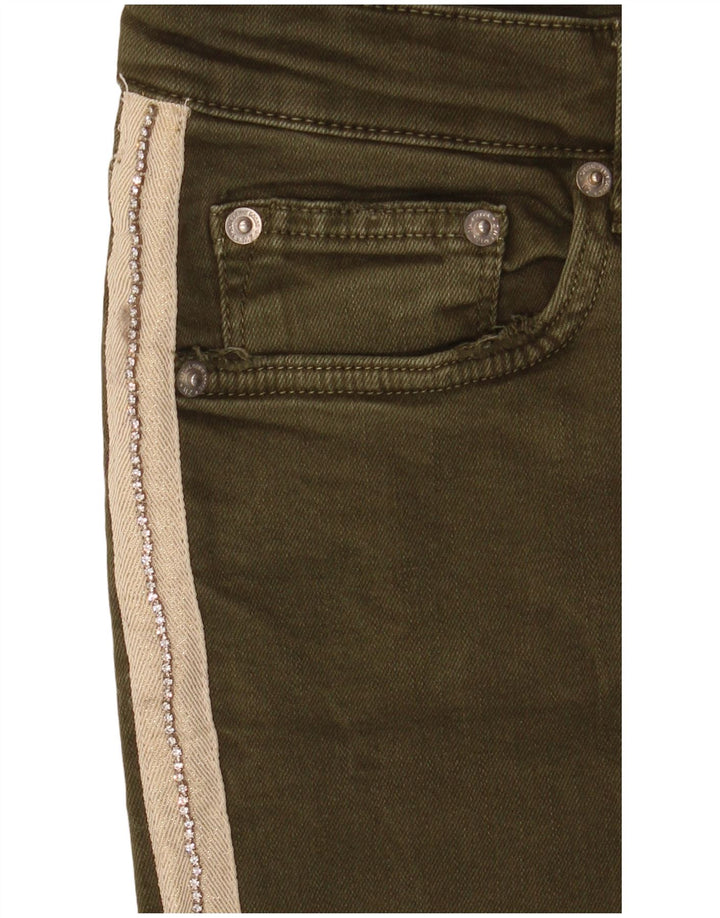Jeans slim da donna Zara EU 40 medio W30 L27 color block kaki