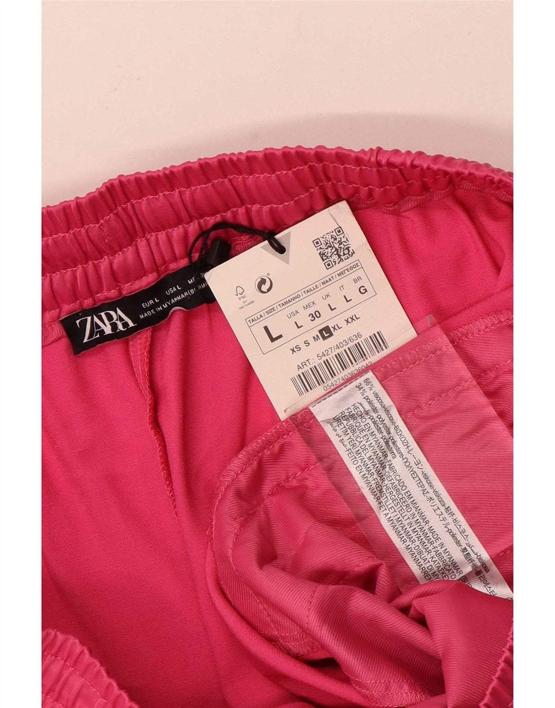 Pantaloncini sportivi Zara da donna grandi W30 in viscosa rosa