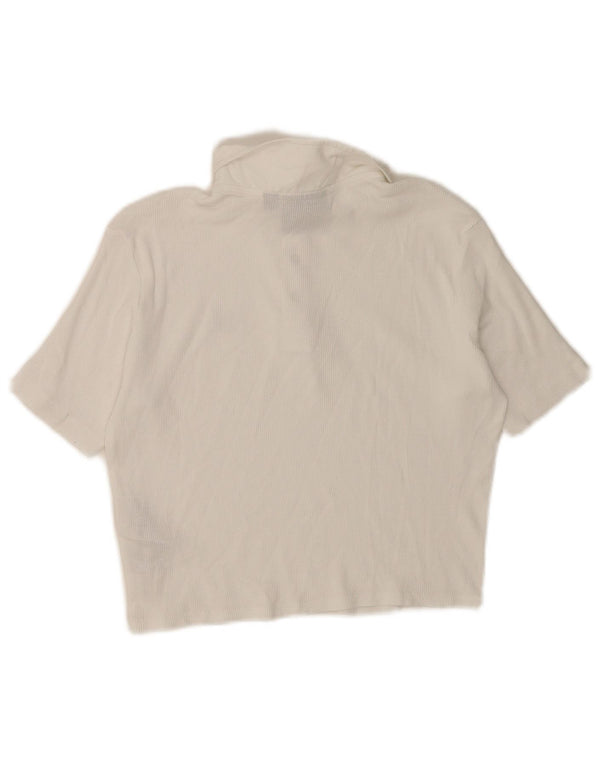 DICKIES Polo corta da donna UK 12 cotone bianco medio