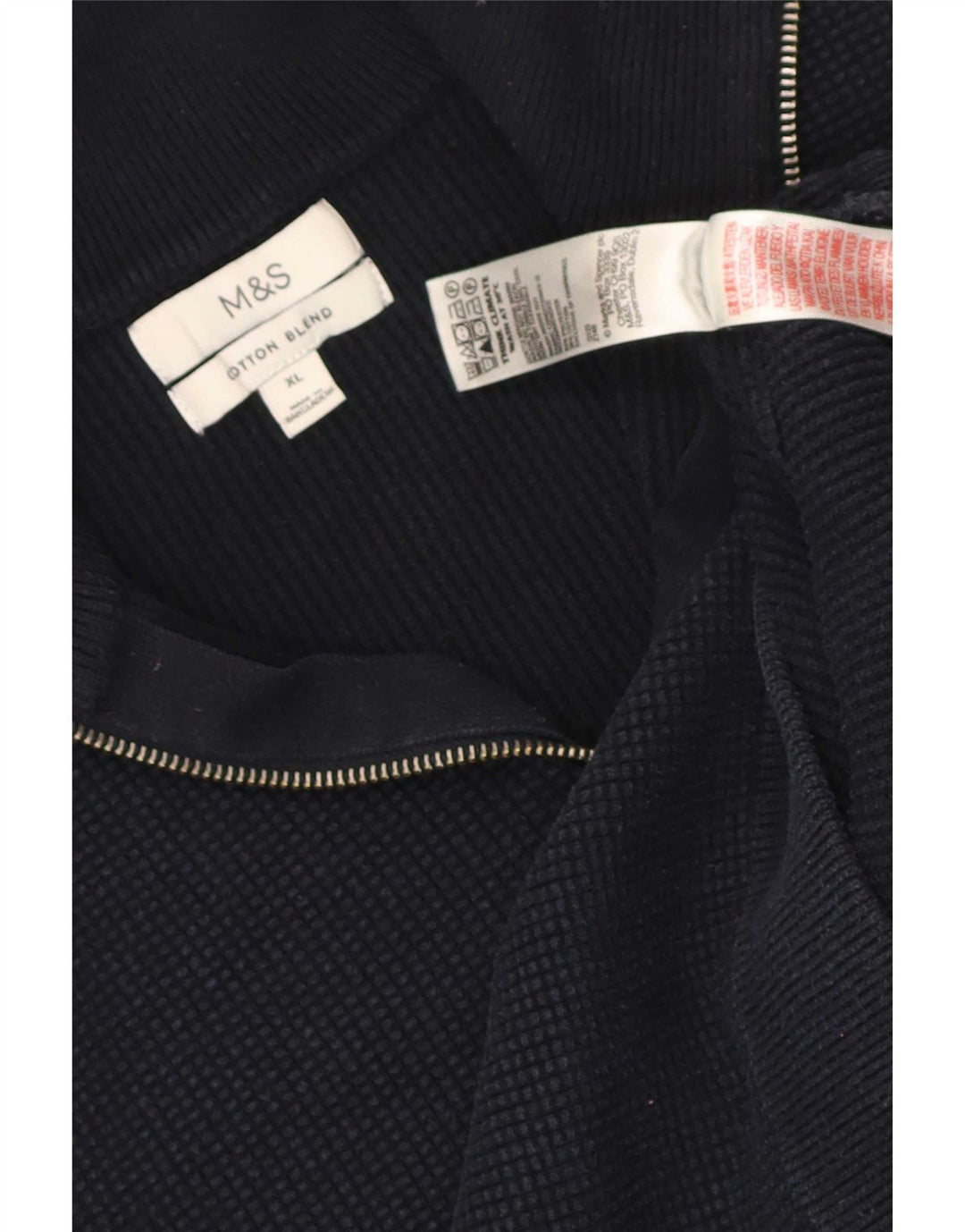 Maglione da uomo Marks & Spencer con zip e collo XL in poliestere blu navy